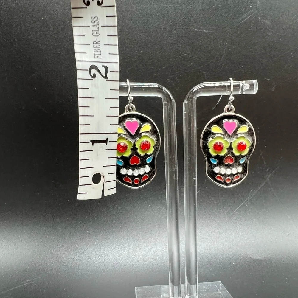 Sugar Skull Earrings Day Of The Dead Dia de Muertos Cinco de Mayo